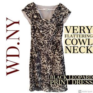 WD.NY Black Leopard Print Dress Sz 4 Like New